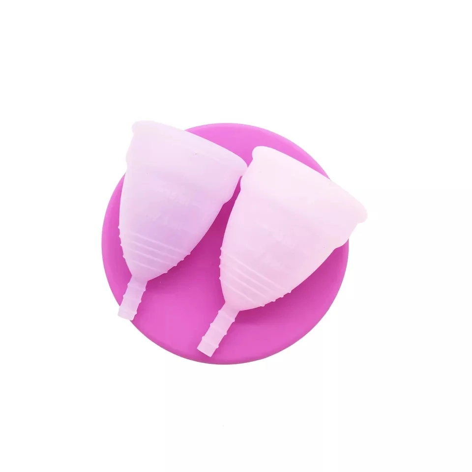 beginner 100% medical silicone high quality reusable Silicone Menstrual Cup with Sterilizer Cup Set Copa Menstrual