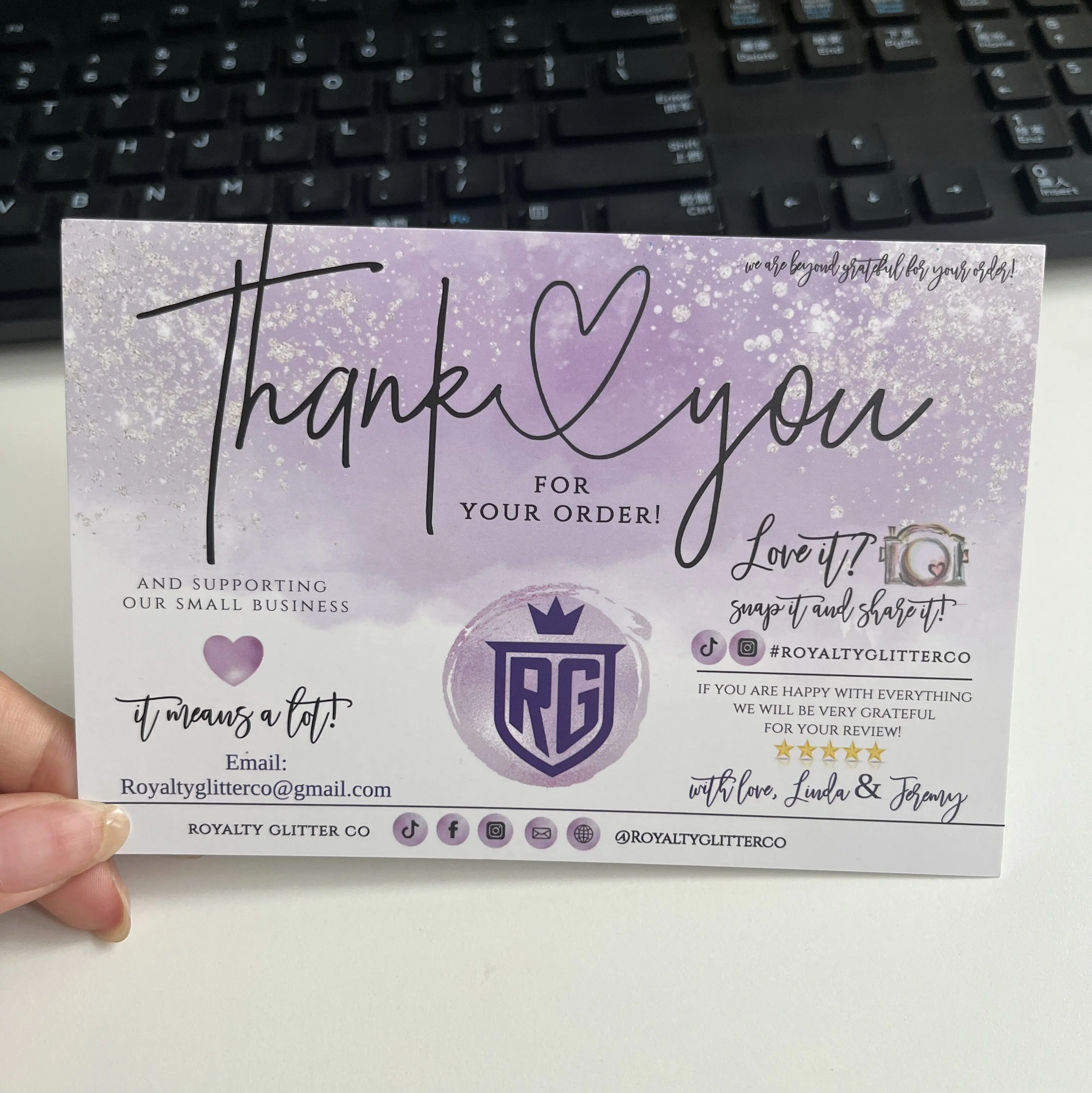 Editable Business Thank You Cards, Small Business Thank You For Your Order Printable Postcard Template Can Be Customized Size