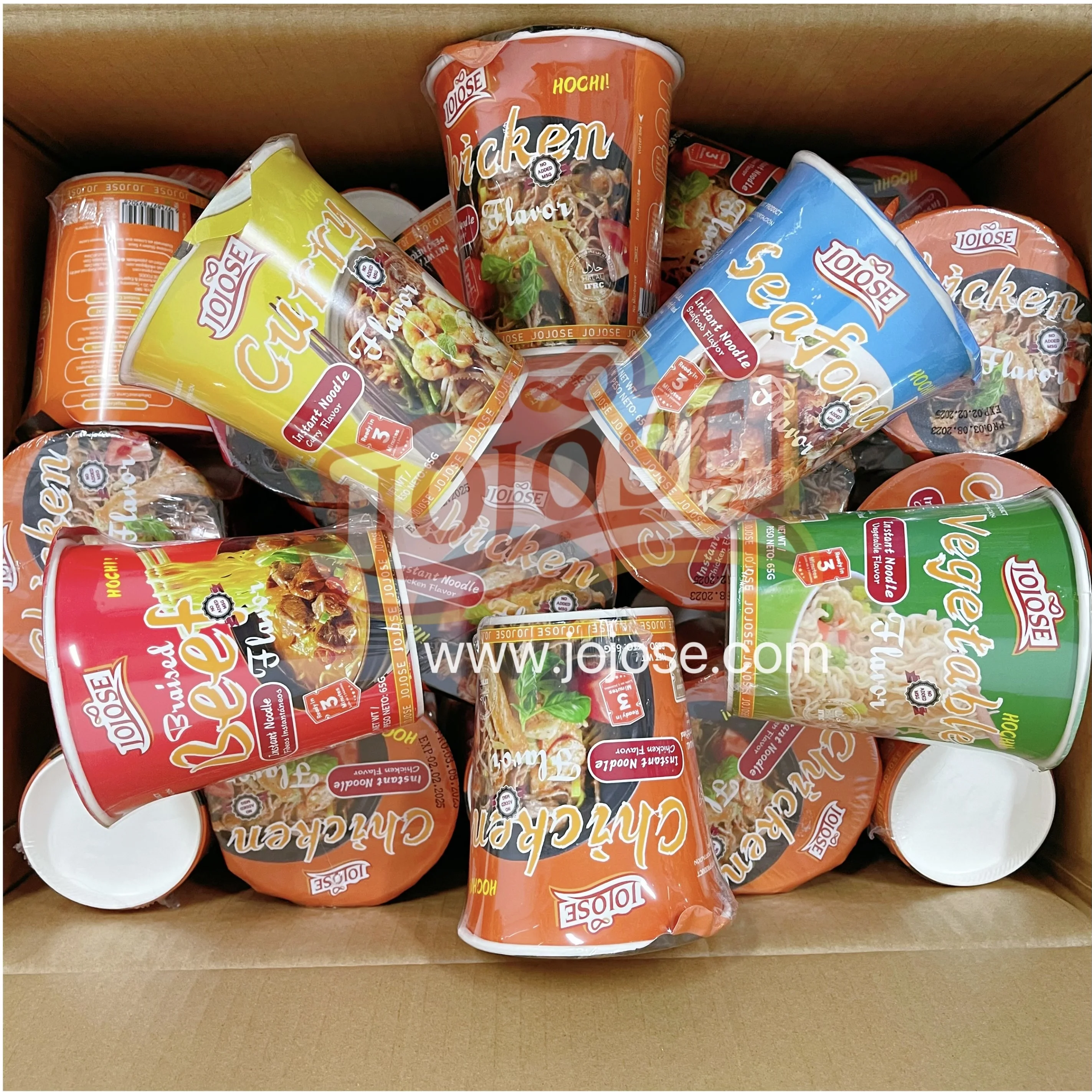 JOJOSE 65g  Cup Noodles HALAL Chinese OEM Low Price MOQ Korean Ramen Factory Manufacturing Best Sale Brands Instant Noodles