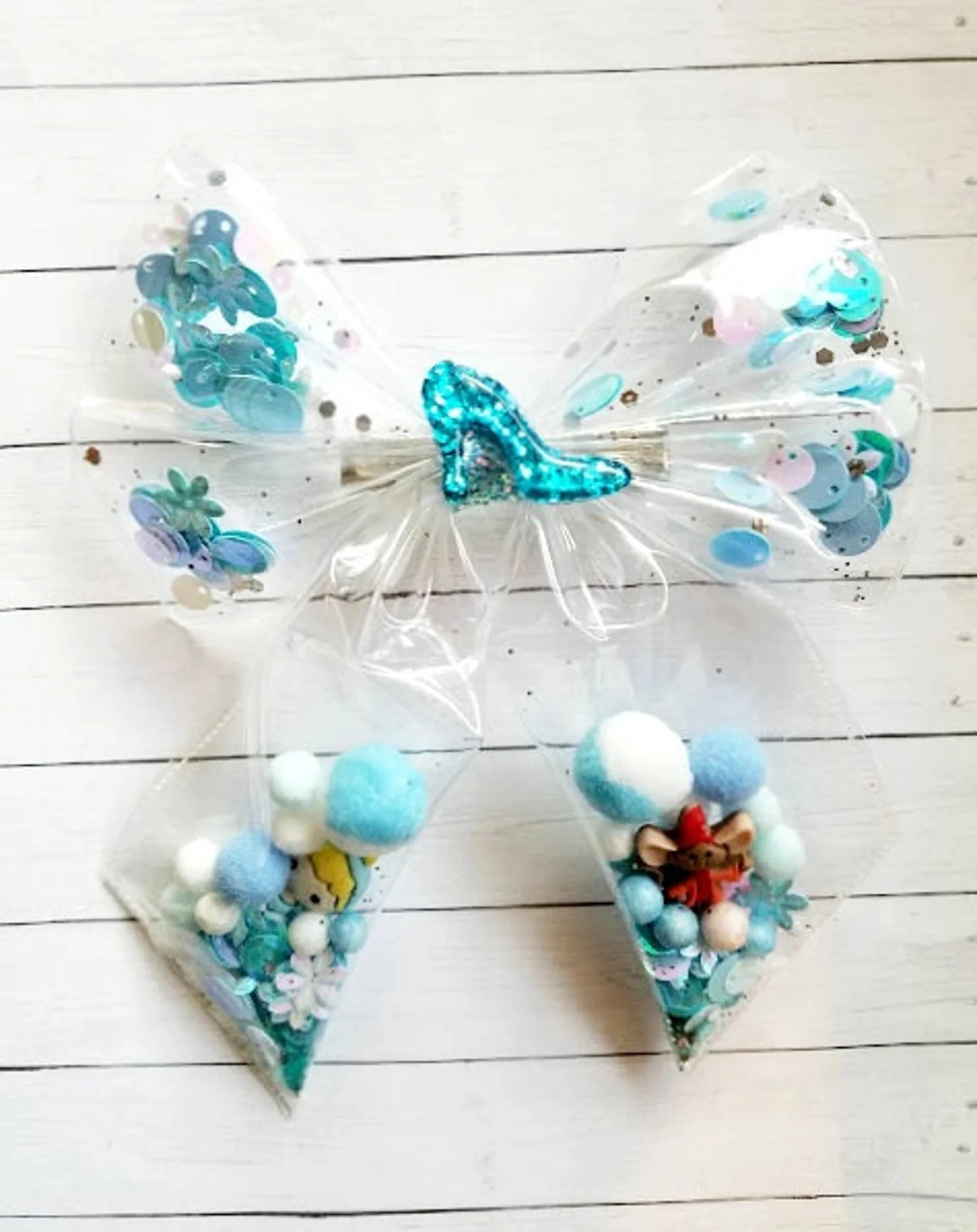 PVC princess hair bows shaker glitter bling bling hair clips popular girl accessories for hair kids accessories