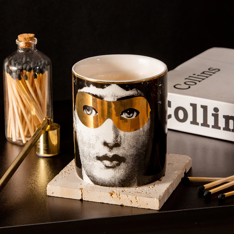 European vintage custom face candle holder ceramic romantic aromatherapy cup home decor storage cup jar porcelain candle jar