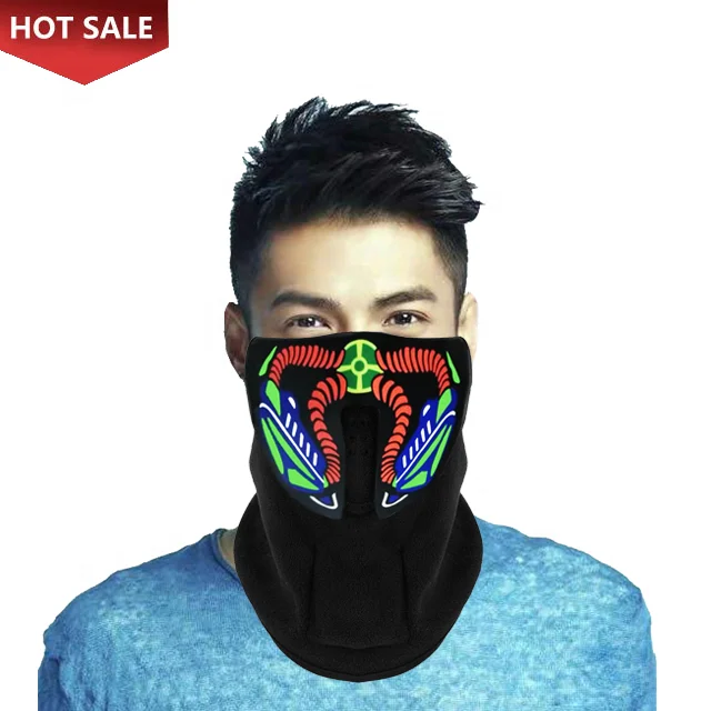 LED Voice Control Luminous Mask Holiday Party Scary Mask Halloween LED Sound Activated Mask for Cosplay