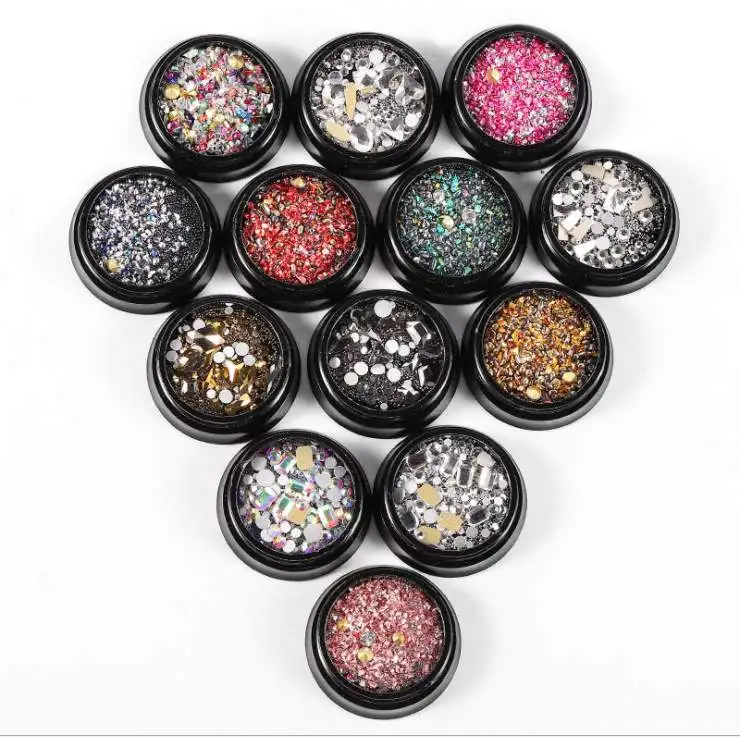 Wholesale Factory Outlet New Fashion Jewelry Bling Mixed Flat Rhinestone Nail Art Decoration