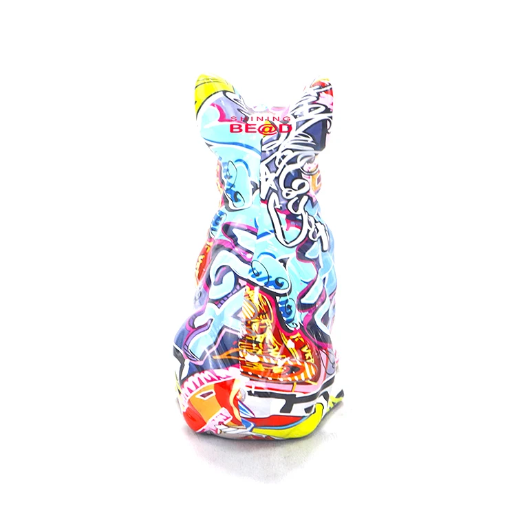 Creative Living Room Graffiti Resin Animal Statue Ornaments Colorful French Bulldog Statue For Office Wine Cabinet Decorations