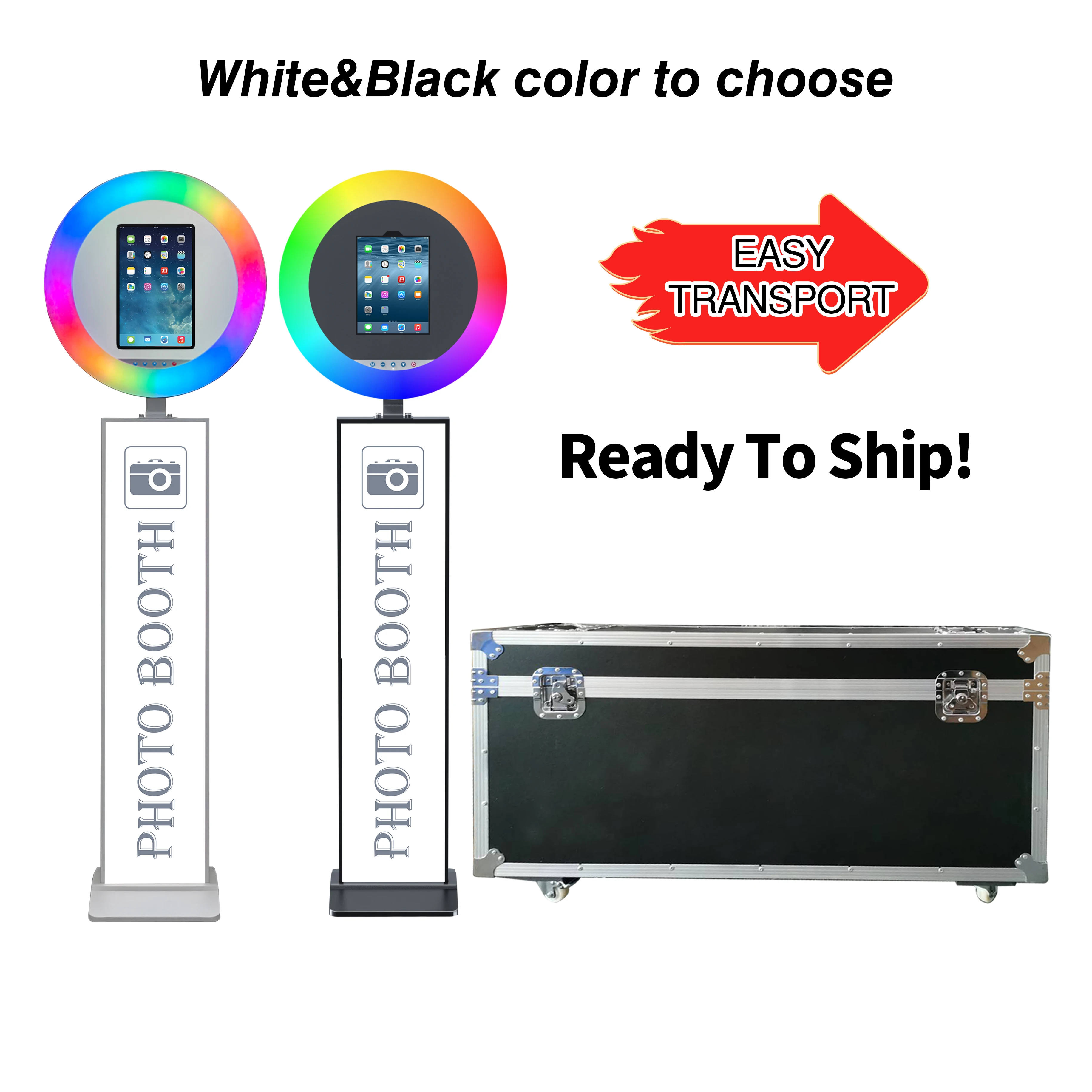 New styles portable handheld led frame roamer 10.2inch touchscreen selfie rotating ipad photo booth with lcd screen
