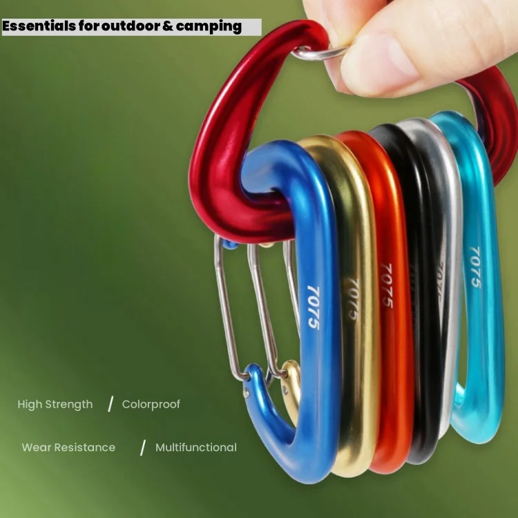 Popular 80*50mm 5KN/12KN Aviation Aluminum Alloy Wire D  Carabiner Hooks for Hammock Backpack Hiking Outfdoor Climbing Swing