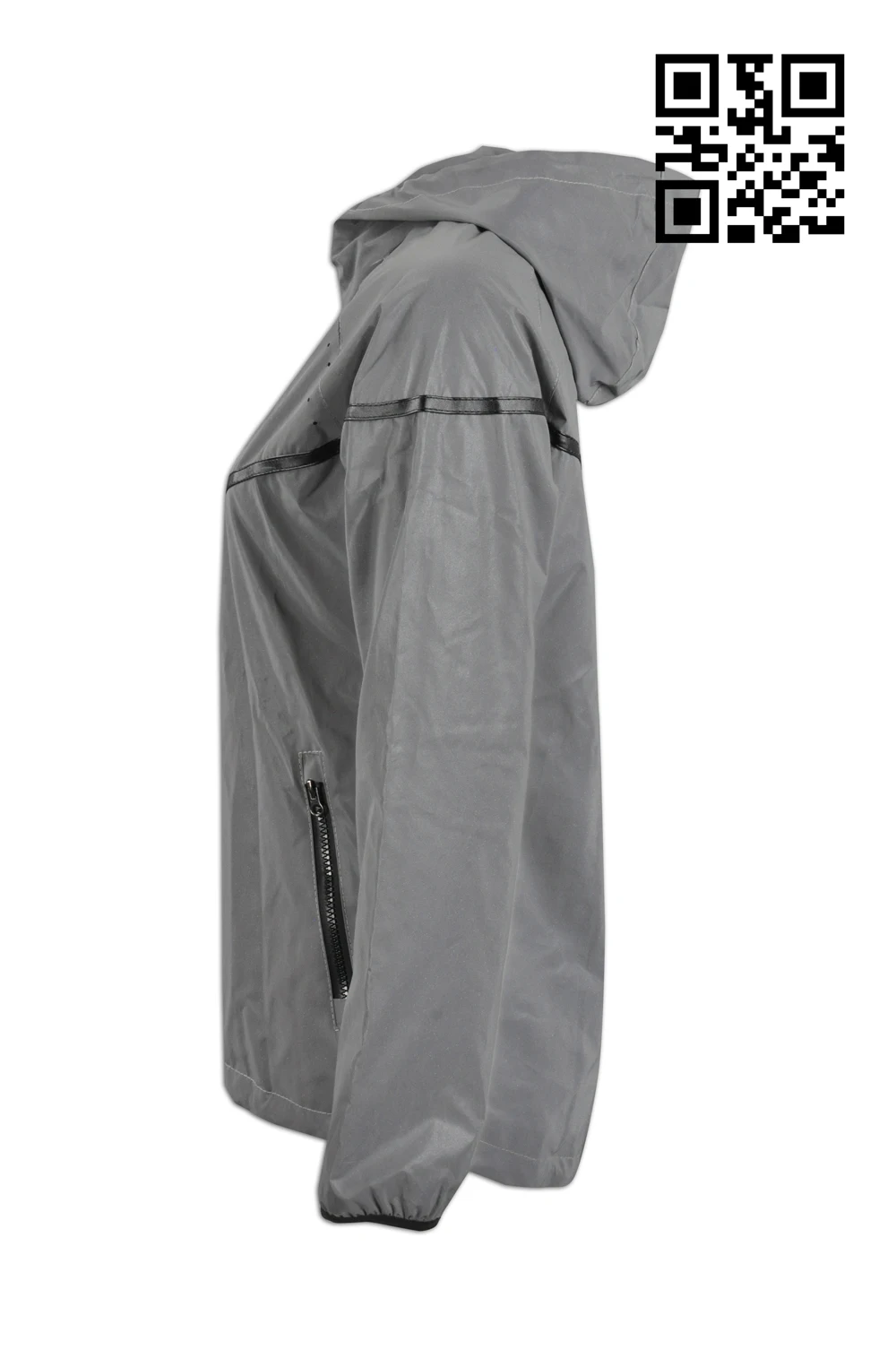 IGift Low MOQ OEM Outerwear Fashionable PU Coating Gray Color Hi Vis Windbreaker Casual Reflective Jacket