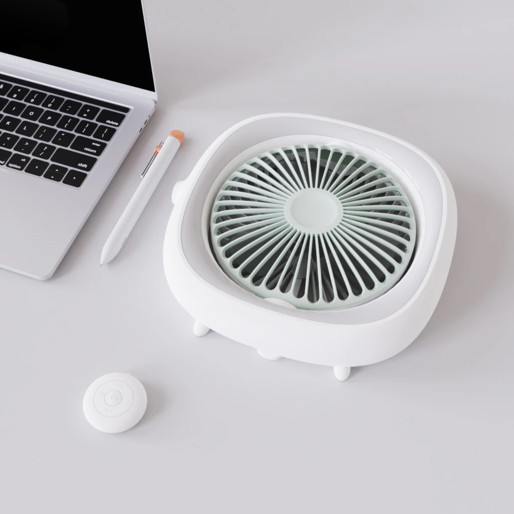 Outdoor Desk Hanging Fan Foldable Dc Brushless Fan New Design Small Folding Rechargeable Cooling Table Fan With Led Light