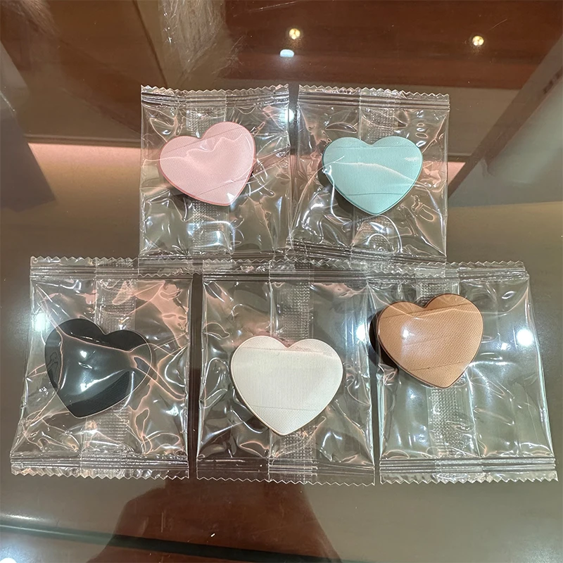 OEM Custom Wholesale Heart Shape Mini Finger Powder Puff Air Cushion Puff Dry&Wet Latex Free Make up Sponge Foam Finger Sponge