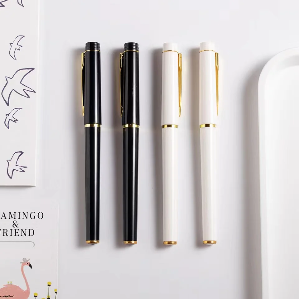 The manufacturer supplies metal texture high-grade advertising neutral pen logo printing black signature pen fixed engraving sys