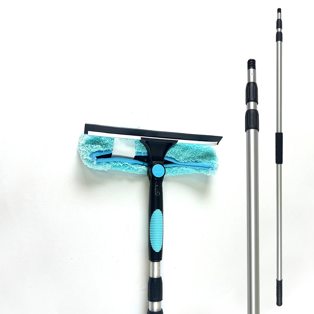 Double-sided Window Cleaner Telescopic Window Glass Mirror Cleaning Rubber Squeegee Wiper with Long Handle