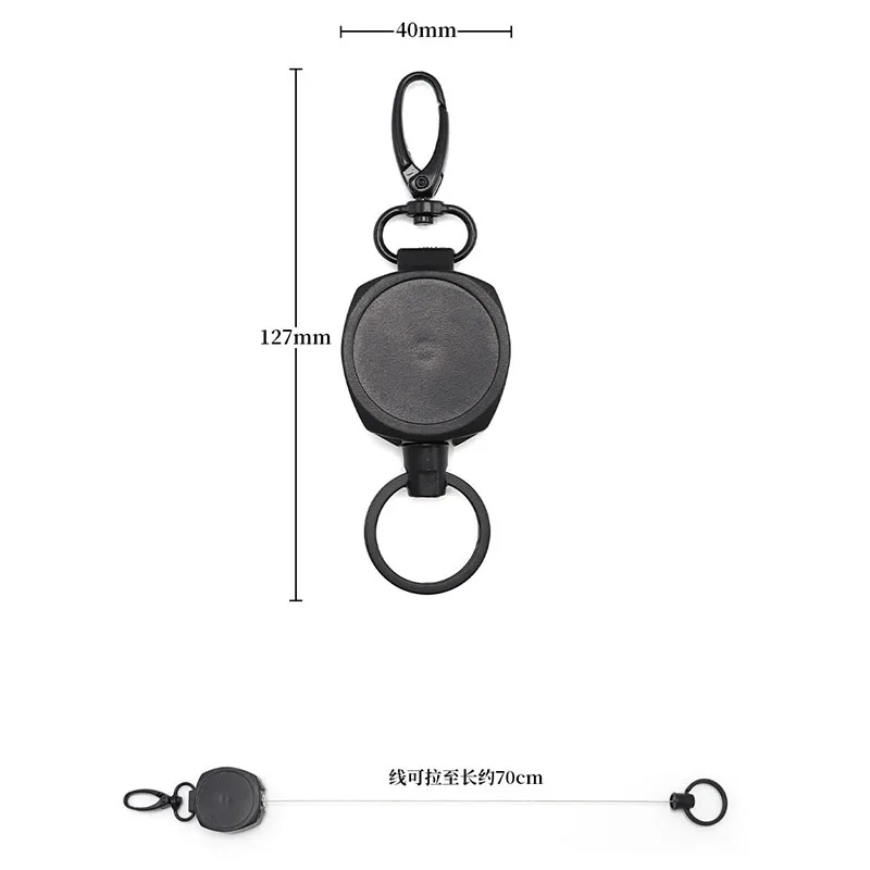 Badge Holder Reel Well Metal ID Badge Holder with Belt Clip Key Ring Wire Rope Name Card Retractable Keychain