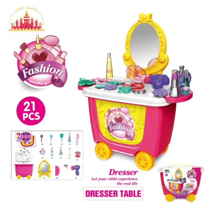 31 Pcs Yellow Color Kids Kitchen Table Plastic Cutlery Cart Toy SL10D059