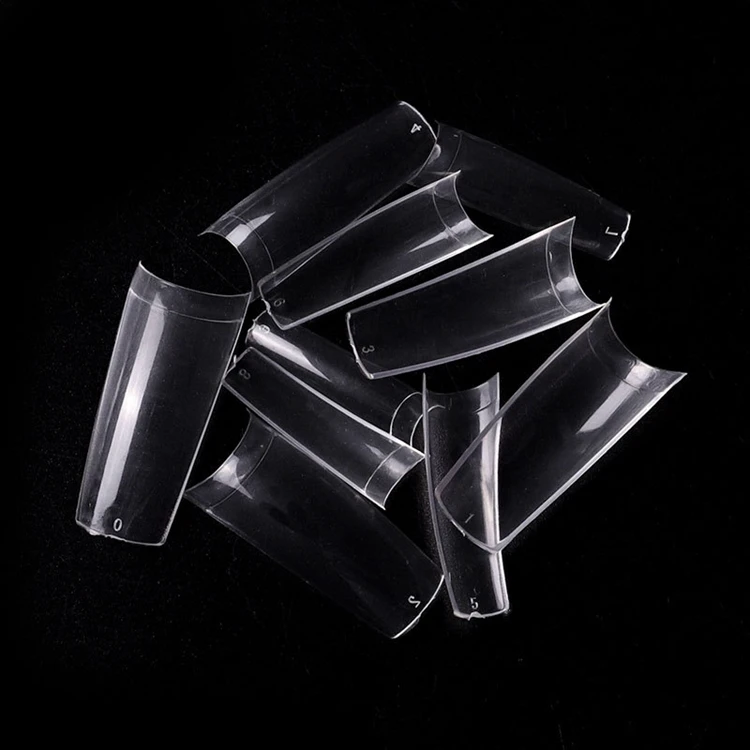
Professional Clear Coffin Square C Curve Acrylic 500Pcs Extra Long False Extension Half Cover Natural Artificial Nail Tips 