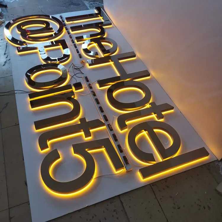 Acrylic 3d backlit logo Sign Custom led backlit letters Orange led letter Sign wall led light 3d backlit logo sign