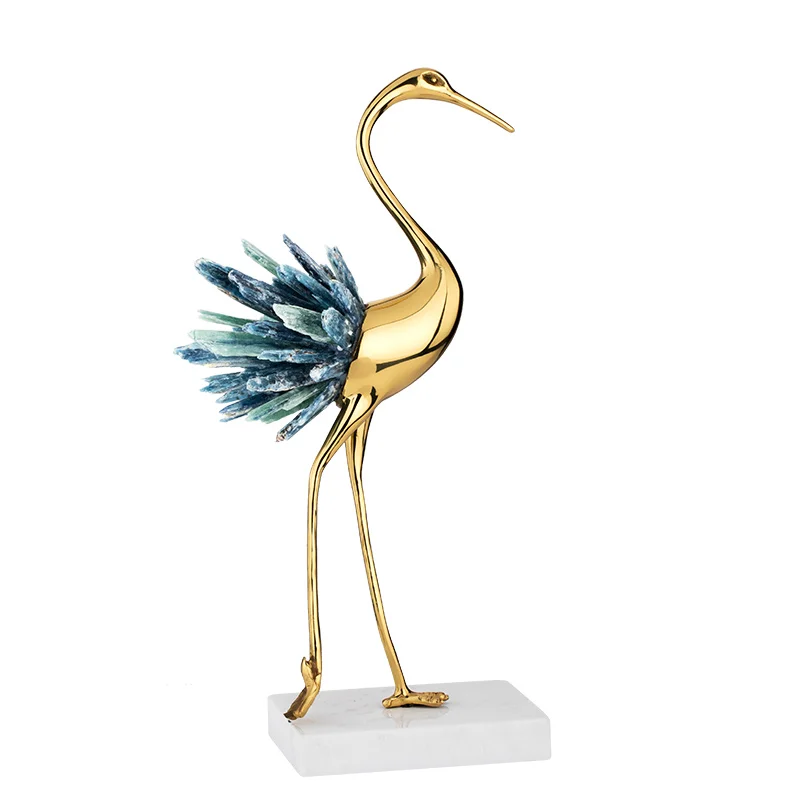 Creative handmade home decoration pure copper marble tail Flamingo crane jewelry  Pure copper handicraft