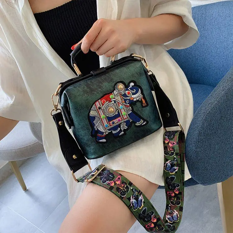 L0180 Designer Crossbody Elephant Embroidered Bags Women Handbags Small Jelly Messenger Purses Satchels Ladies Shoulder Leather