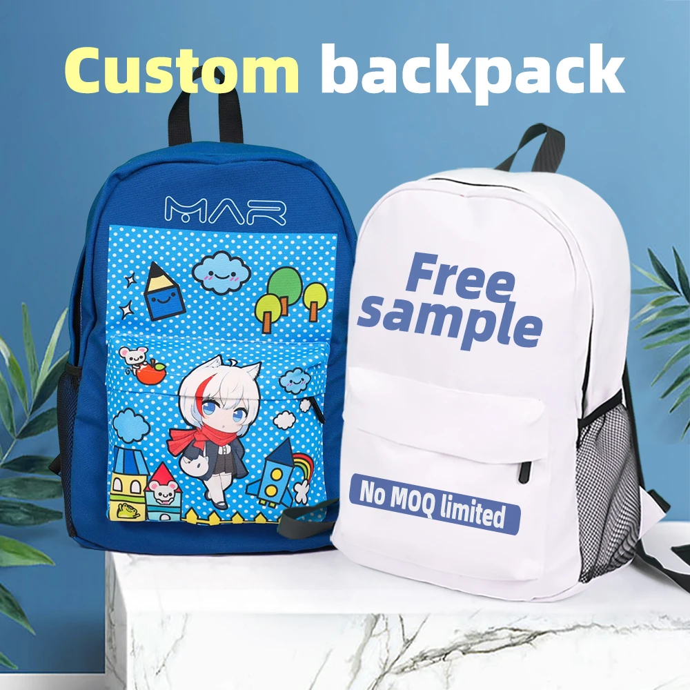 NO MOQ Custom Sublimation Full Color Print Anime Backpack Cute School Bags For Girls Boys