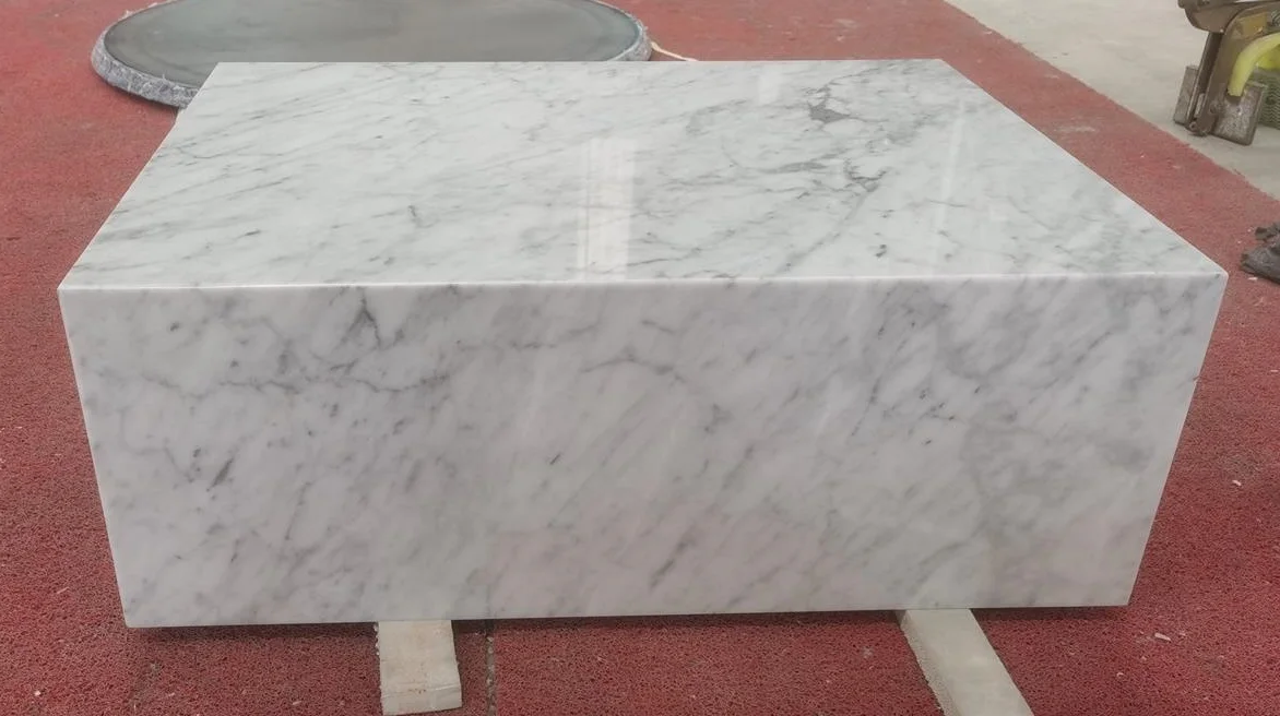 Natural White Calacatta Viola Marble Dining Table Stone Plinth Coffee Table
