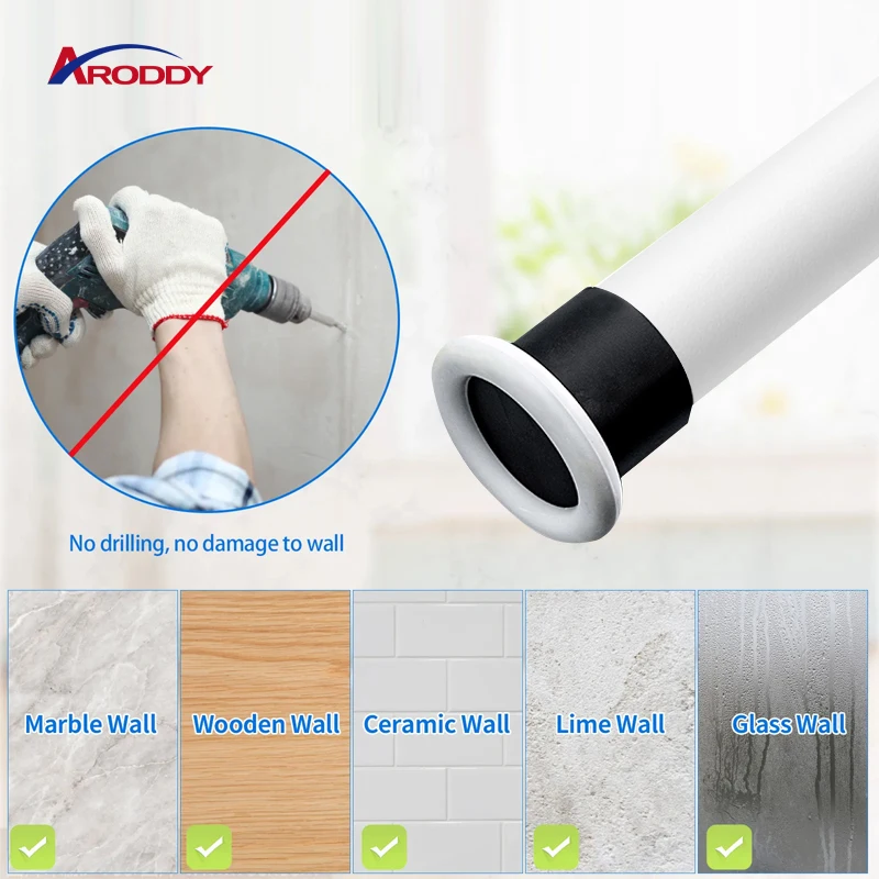 Yarun New Arrival Adjustable Iron Retractable Support Shower Curved Shower Curtain Rods Sets For Windows