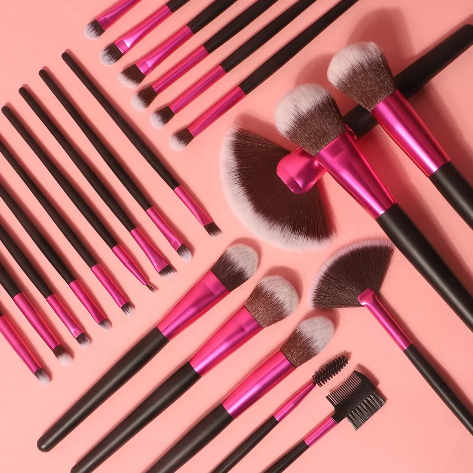 Professional  All Series Wholesale Customer Wood Handle Matt 24 Pcs Bags Private Label Custom Buy Big Vegan Make Up Brushes