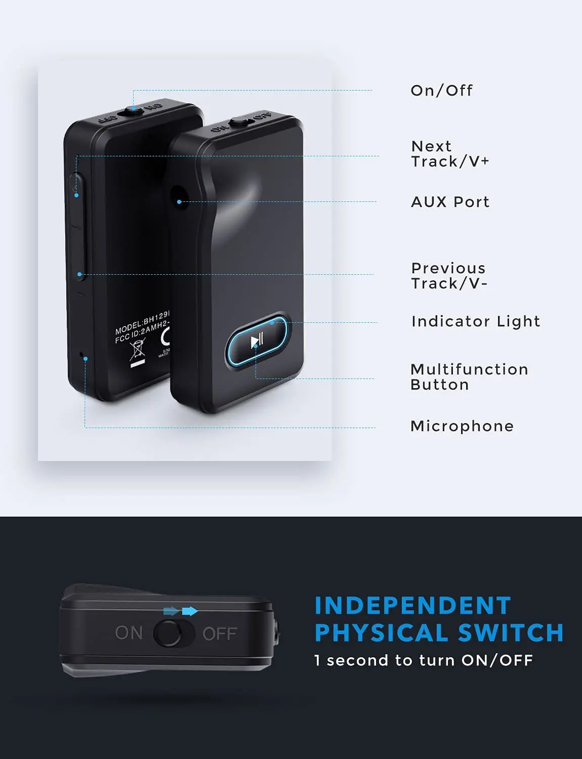 bluetooth music receiver 33 ft. Range bluetooth audio receiver Bluetooth enable your speakers with AUX