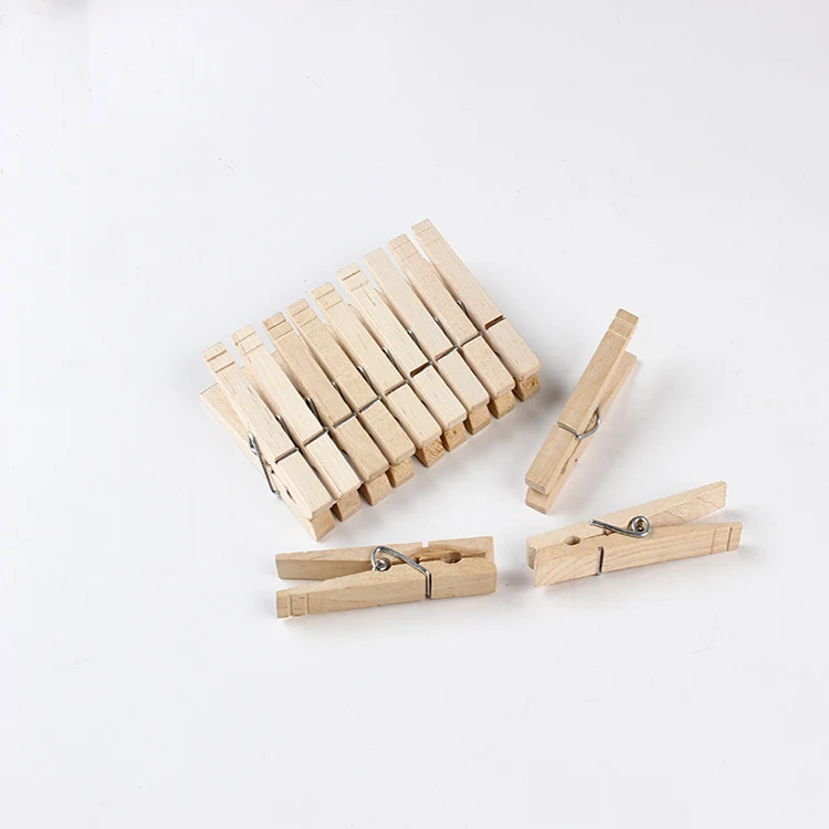 Factory-direct High Quality Non Staining Natural Wooden Clothespins 7.4cm Birch Wooden Clothes Peg