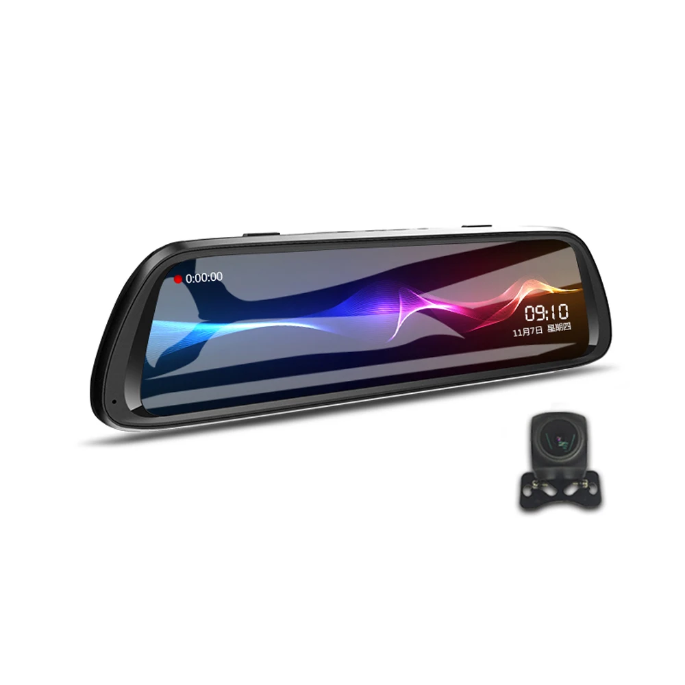 Full HD 1080p Автомобильный видеорегистратор 170 с широкоугольным объективом углом обзора 10-дюймовый экран матрицей IPS Двойная камера зеркало чёрный ящик для
