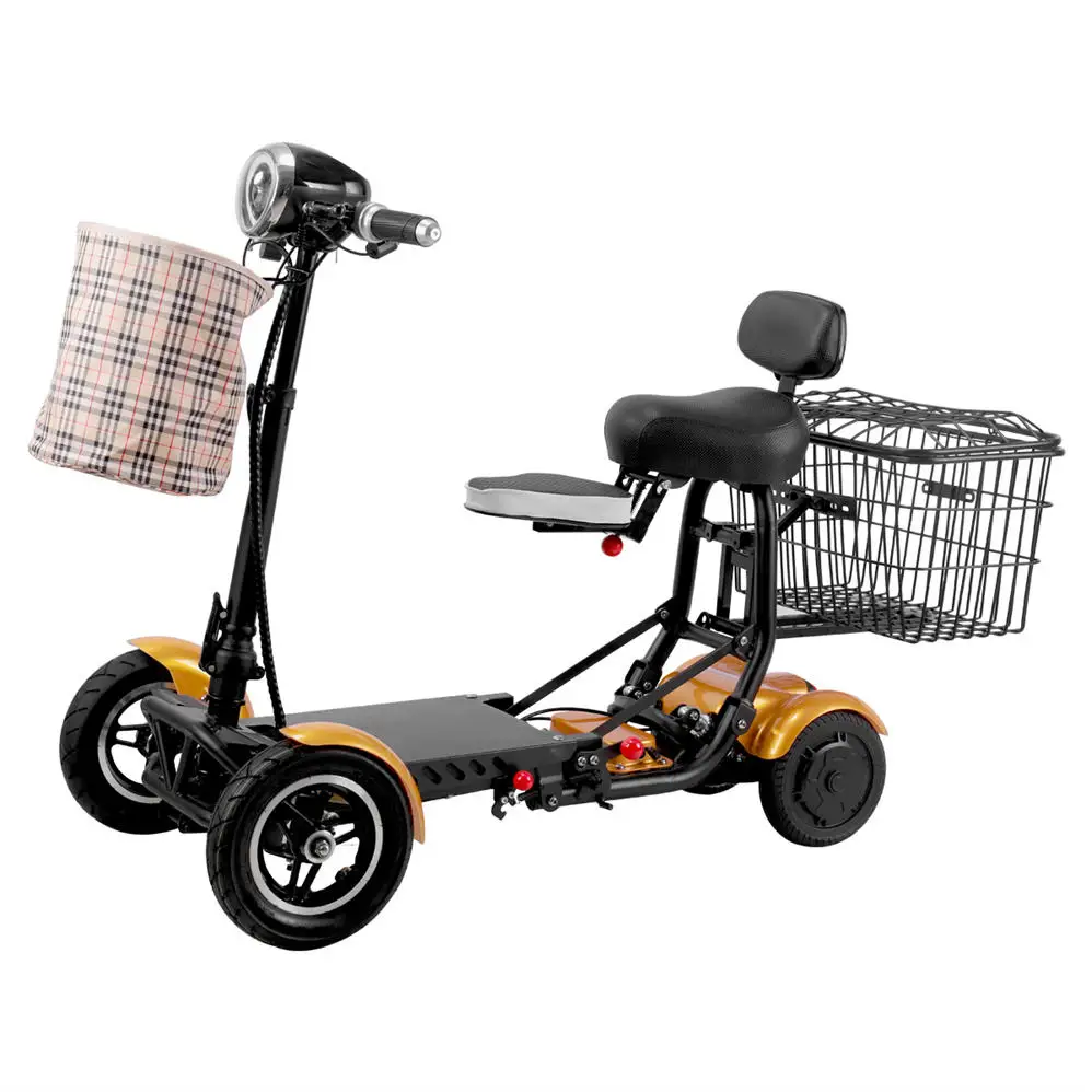 high quality 36V lightweight powerful compact elderly mobility quadricycle scooter easy folding electric moped electric mobility