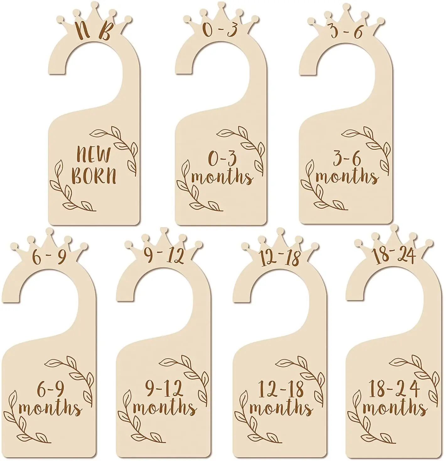 7 Pcs Baby Closet Size Divider Wooden Baby Closet Organizers From Newborn Infant To 24 Months For Home Nursery Baby Clothes