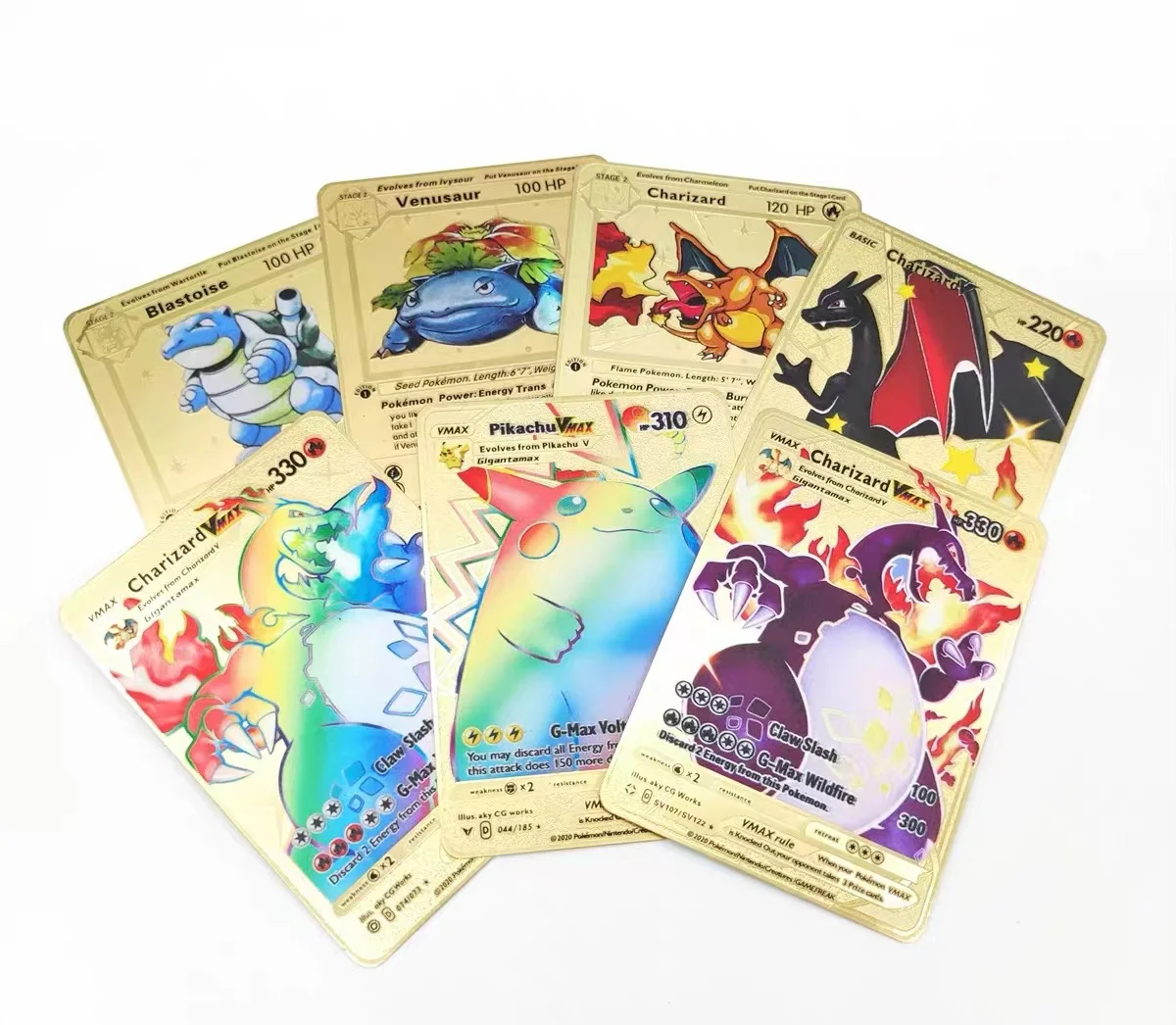 Charizard,Blastoise,Venusaur Gold Metal Pokemon Cards 1st First Edition New Trading Cards Game