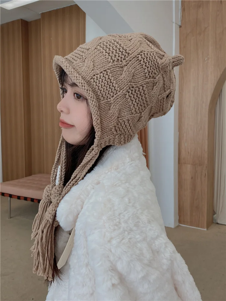 Wholesale Ear-Protection Winter Woolen Girl Korean Version Students Warm Lei Feng Knitted Hat