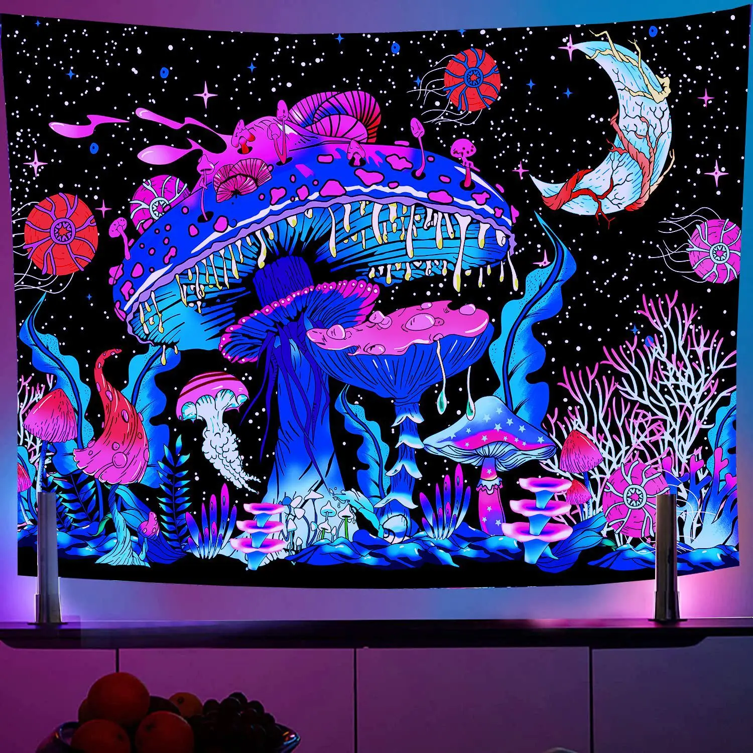 Luxury Home Decor Custom Printed Tapestri UV Light Psychedelic Glowing Trippy Tapestries