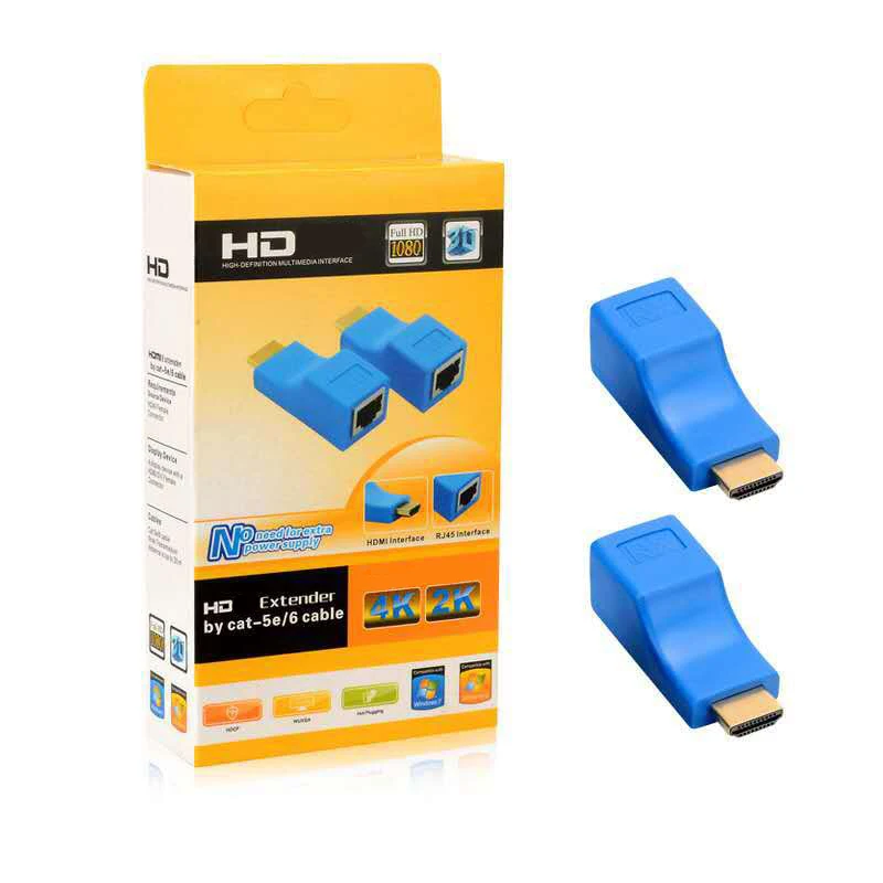 4K1080P HDMI-compatible Extender Extension Up to 30m Over RJ45 CAT5e Cat6 Network Ethernet LAN for HDTV HDPC DVD PS3 STB