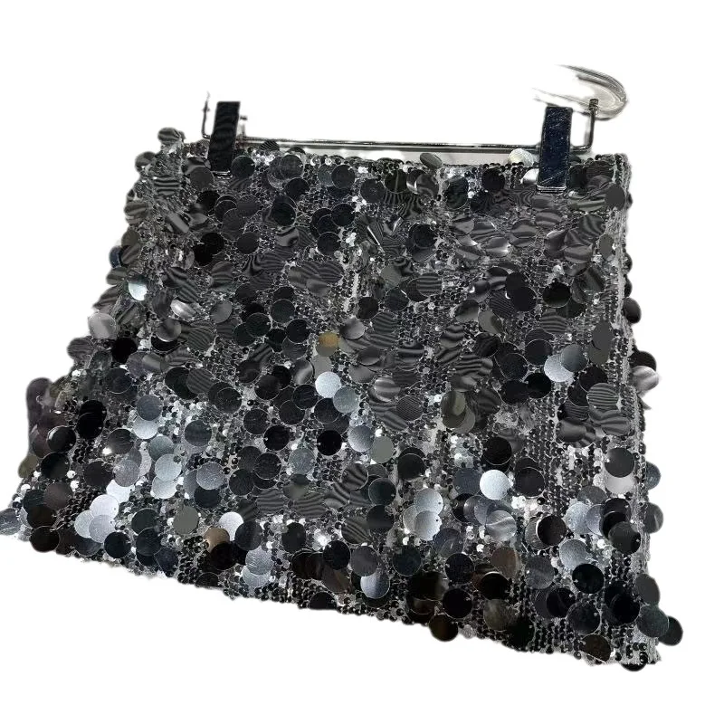 2-15 Years Girls Bright A Line Silver sequin Skirt dress Girls Voyage Paillette Mini Skirt