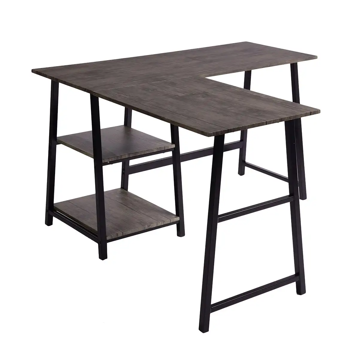 Loft Angband L-Shaped Corner Computer Desk Writing Table with Shelf