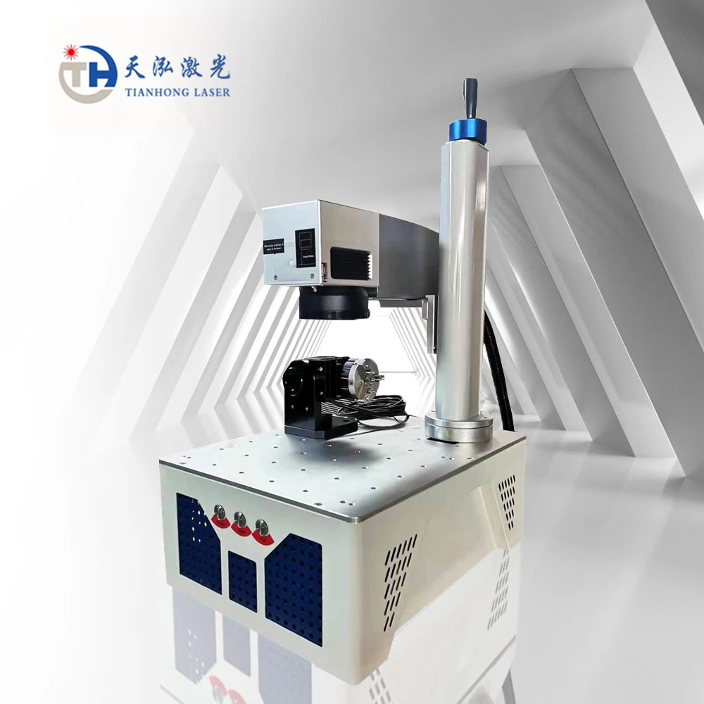 Small fiber laser engraver 20w 30w marking machine with rotary