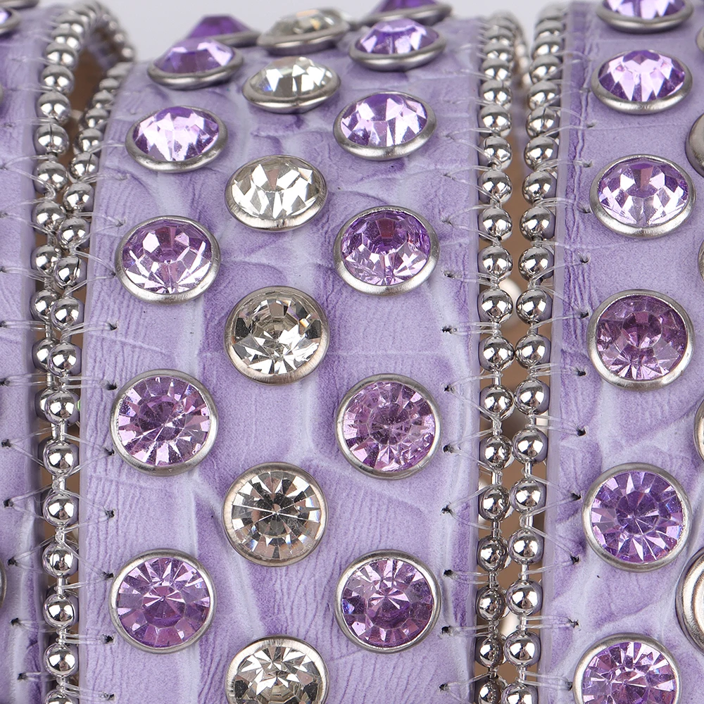 2021 New Designer Shiny Bling Bling Purple Alligator Leather Fashion Bad Girl Crystal Stud Kids Stone Belts for Women belts