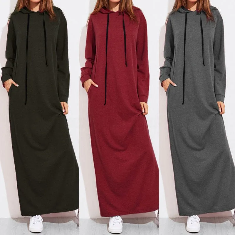 Factory Custom Long hoodie knitted cotton hoodie dress for women sexy dresses
