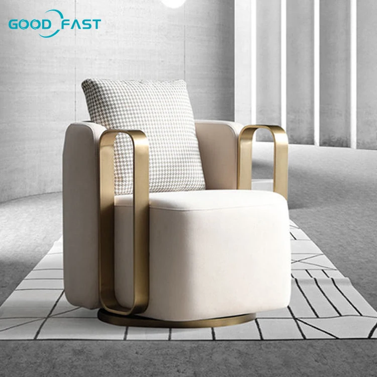High Quality Fashion Modern Fixed Armrest Luxurious Furniture Accent Silla De Hotel Room Sofa Single Chair For Living Room