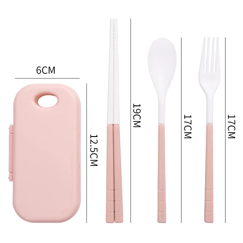 Green Folding Portable Spoon Fork Plastic Three Piece Flatware Cutlery Set With Case