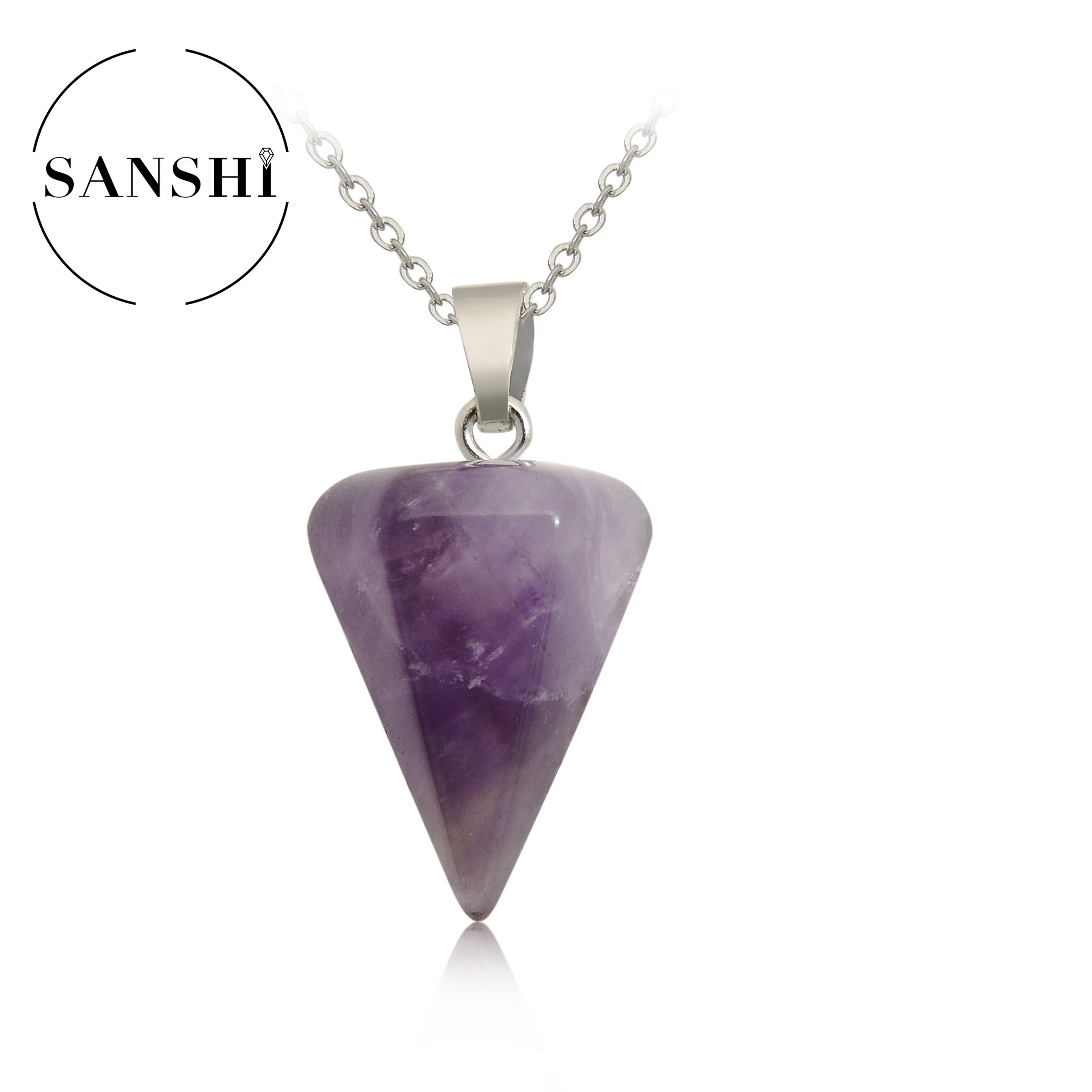 Wholesale Multicolor Nature Stone  Hexagonal Cone Pendant Charm Pendants Agate Pendants