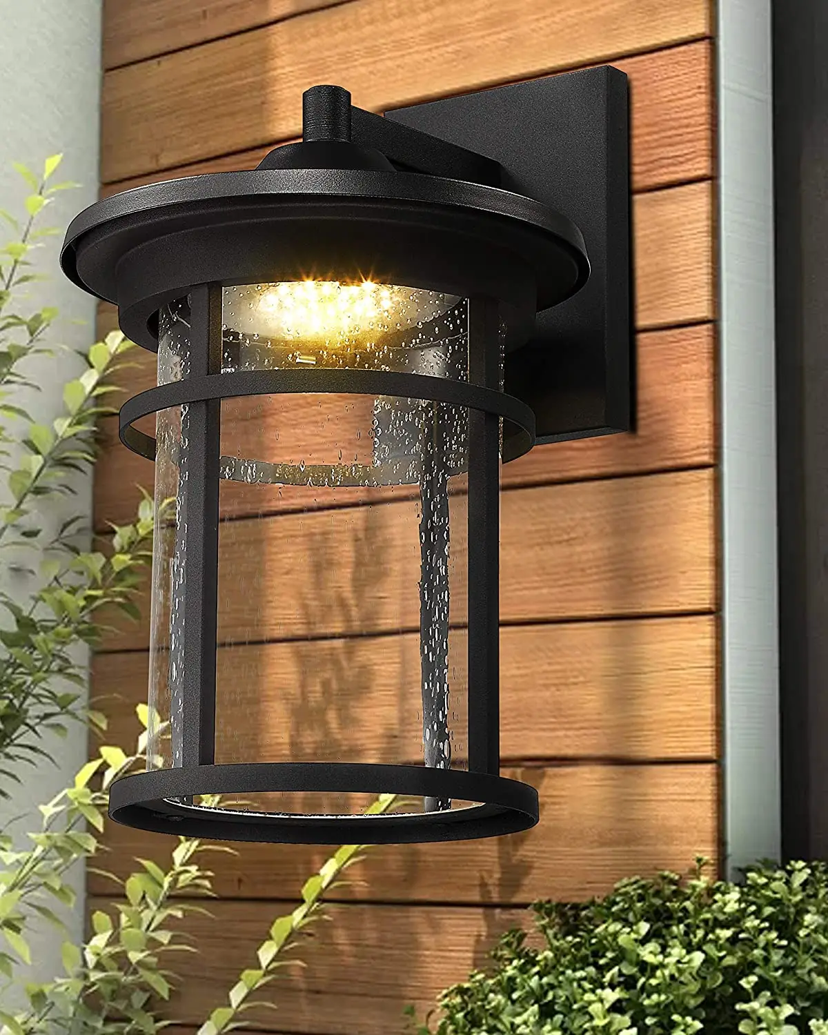 Retro Classic Exterior Garden Energy Saving LED Aluminum Bubble Glass Outdoor Wall Lamp