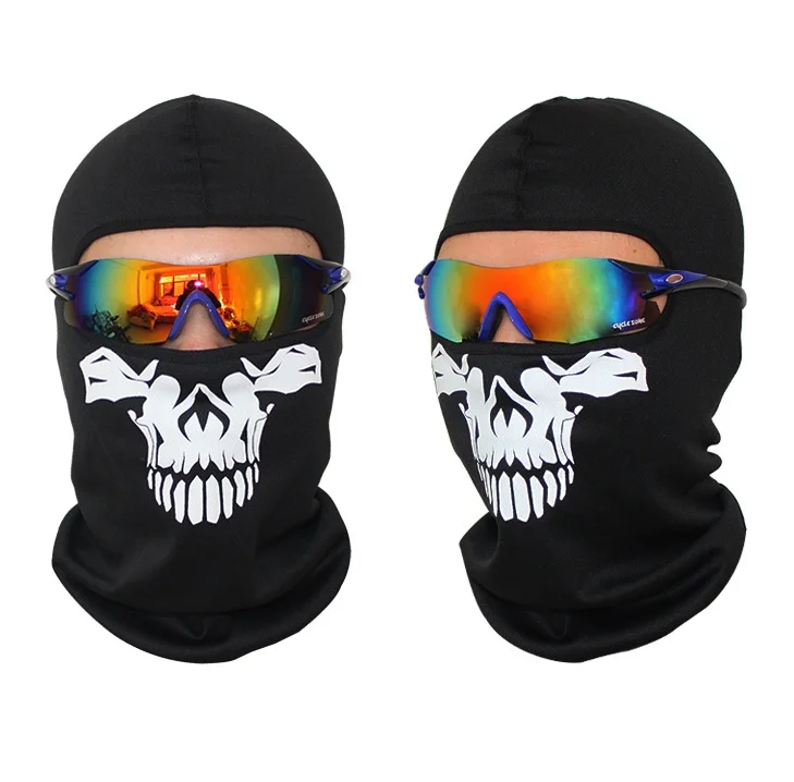 Black Custom Quick Dry Breathable Halloween Ghost Mask  Motorcycle Cycling  CS Tactical Skull One Hole Balaclava Ski Mask