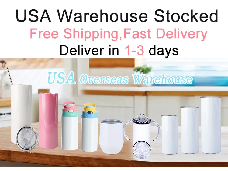 USA Warehouse Stock UV Color Change Glow in the Dark Sublimation Tumbler 20oz Straight Blanks Tumblers