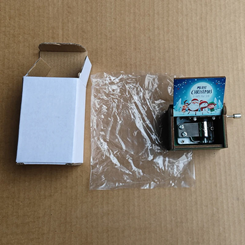 Wholesale Promotion Wooden Hand Crank Music Box Custom Mini Music Box Accept Logo Laser Engraved