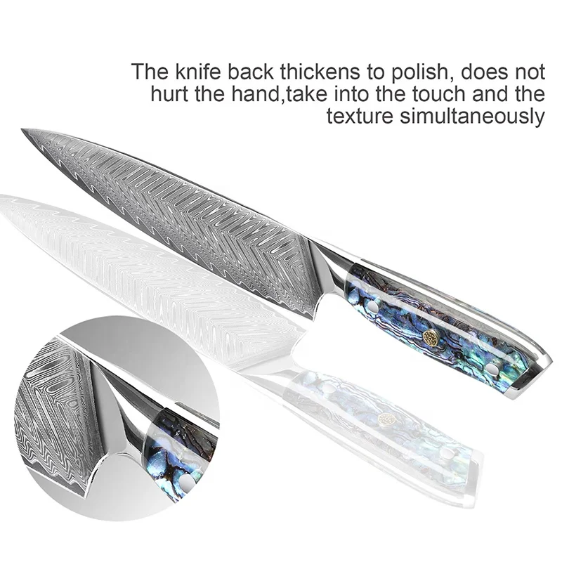 5PCS Damascus Steel Set Damascus VG 10 Chef Knife Set Japanese Santoku Knives with Exquisite Shell Abalone handle
