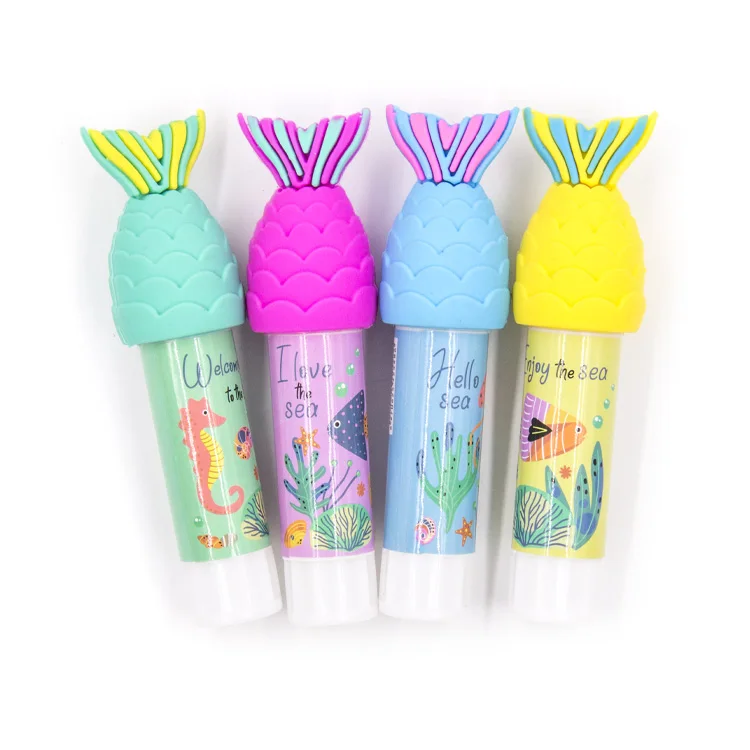 Mermaid Top High Quality Non-Toxic PVA PVP  Glue Stick School/Office Tools  9g White Glue Stick with cute top for students