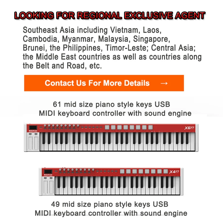 Midiplus X6pro mini High Quality 61Keys Electronic Digital Piano Keyboard Popular for Beginners Learning Synthesizer Instrument