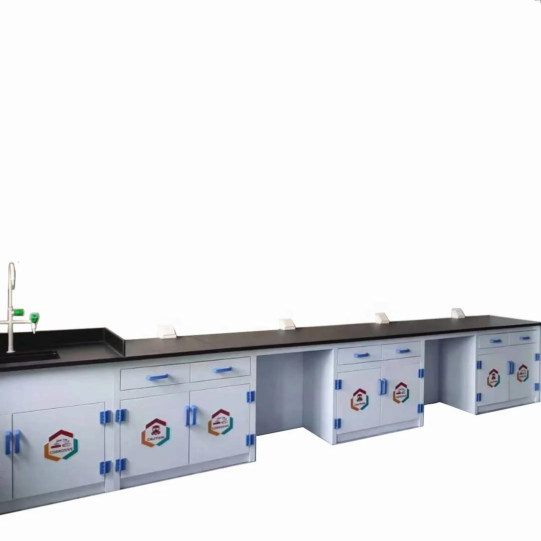 High Quality PP Laboratory Wall Bench White Polypropylene Lab Table Strong Acid and Alkali Resistance